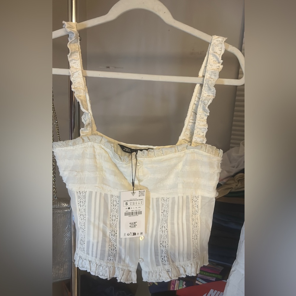 Zara Cream Lace Strappy Blouse